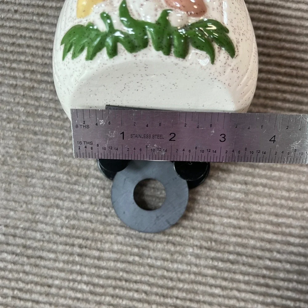 Ceramic Mushroom Birdhouse Hanging Planter Yellow Speckled Cottagecore Retro